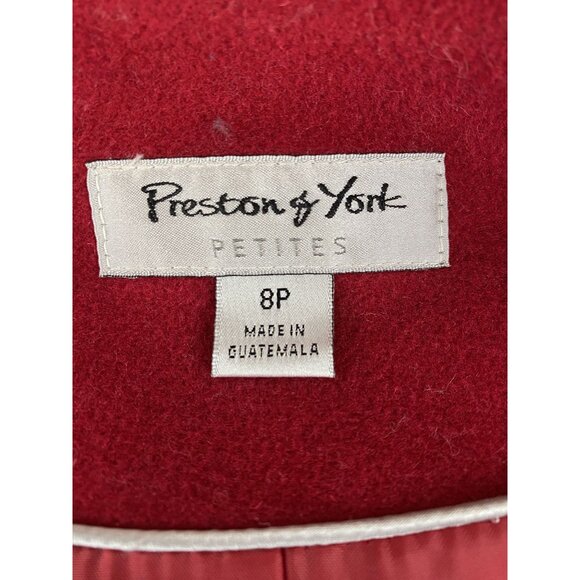 Vntg Preston & York 8P Red Wool-Blend Peacoat Double-Breasted Pocket Fully Lined - Picture 4 of 16